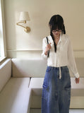 Throat Western Double Strap Long Sleeve Blouse