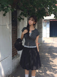 [MADE] Momin Stripe Color Matching Button Layered Slim Short Sleeve T-Shirt
