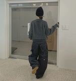 Heart Back Pocket Raw Non-fade Carpenter Balloon Wide Denim Pants