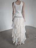 Cherian Chiffon Unbalance Tiered Skirt