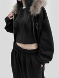 Leman Fur Brushed Hood Hood Zip Up