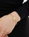 Pebble Heart Silver T-Bar Chain Bracelet