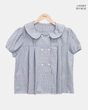 Puren Double-Button Short-Sleeve Blouse