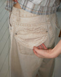 David Heart Back Pocket Balloon Fit Washed Pants