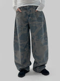 Camo wide denim pants