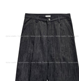 Comp raw pin tuck wide denim pants