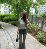 Back Ribbon Point Cut Waist Narrow Summer Knit