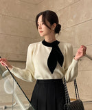 Nael Velvet Tie Pearl Puff Knit