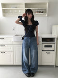 [Scrunchie set] Zans Dot Lace Puff Ribbon Blouse
