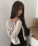 Ritu Button Crewneck Fur Cardigan