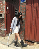 Tenon see-through check overfit long-sleeved shirt