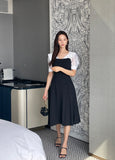 Jerin Color Matching Collar Flare One Piece