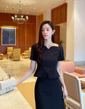 Baunjeu Heart Neck Blouse Skirt Set