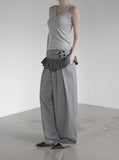 Curved Balloon Pleated Wrap Slacks
