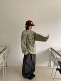 [unisex] Poneki heart printing mesh over knit tee