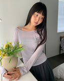 Nini Lettering See-Through Long Sleeve T-Shirt