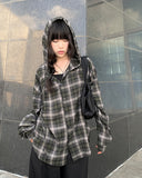 Edo Overfit Check Hood Shirt
