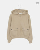 Luyou pocket knit hooded zip-up