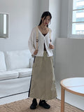 Cello Basic Linen V-neck Long Sleeve Cardigan