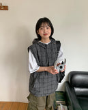 [unisex] Loved Summer Check Hooded Vest