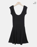 Meon Embossed Short Sleeve Flare One Piece