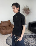 Ferrer Ribbed Half Zip-Up Short Sleeve Tee