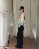 [2 sets!] Molene see-through bustier bra top set short-sleeved shirt