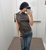 STRAP CHECK SLEEVELESS SHIRT