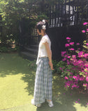 Yudo tie string puff short sleeve blouse