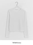 Shukan Ribbed Round Long Sleeve Tee