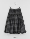 Sarin Check Frill Banding Long Skirt