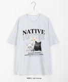 Netiku Cat Printed Over Short Sleeve Tee