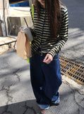 Hobe Jacquard Stripe Denim Wide Pants