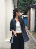 [Planning] Freck Denim Overfit Short Sleeve Denim Shirt