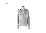 Naron Halter Sleeveless Button V Hood T-Shirt Set