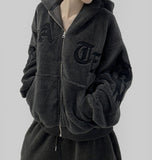 Karan Fleece Patch Hood Zip-Up