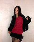 Linu Fleece Lining High-Neck Suede Jacket