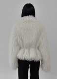Wide Collar Strap Robe Fur Jacket