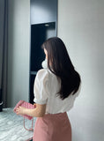 Roble Heart Neck Puff Blouse