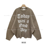 (UNISEX) Bay Lettering Oversized Fit Heavy Knitwear