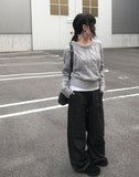 Iu Denim Pintuck Wide Banding Pants