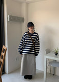 Ichimo banding brushed fleece cargo long skirt