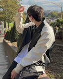 Blended Collar Two Way Leather Jacket