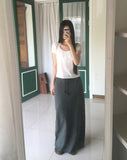 Daming Check Chiffon String Layered Long Skirt
