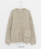 Kyuns Pocket Boucle Round Wool Knit