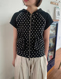 Shawly Dot Short Sleeve Hood Zip-Up