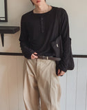 Ullen Wool Henley Neck Double Long Sleeve Tee