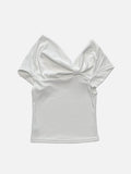 Wrinkle Cross Up Off Shoulder T