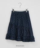 Buyan Dot Frill Denim Midi Skirt
