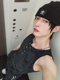 [PLAN MADE/MADE] Acid Henley Neck Washing Sleeveless